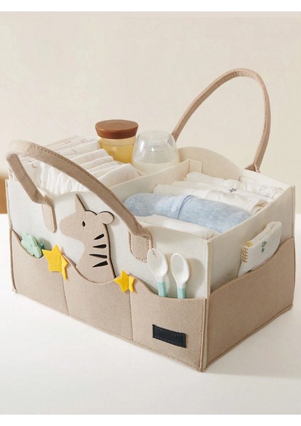 Tatlı Keçe Anne Bebek Bakım Çantası Yenidoğan Alt Açma Değiştirme Organizer Taşınabilir Düzenleyici