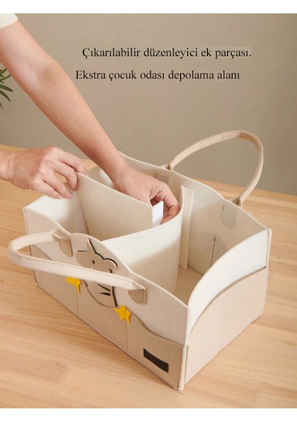 Tatlı Keçe Anne Bebek Bakım Çantası Yenidoğan Alt Açma Değiştirme Organizer Taşınabilir Düzenleyici