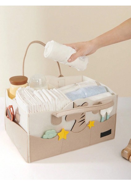 Tatlı Keçe Anne Bebek Bakım Çantası Yenidoğan Alt Açma Değiştirme Organizer Taşınabilir Düzenleyici