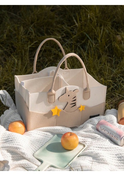 Tatlı Keçe Anne Bebek Bakım Çantası Yenidoğan Alt Açma Değiştirme Organizer Taşınabilir Düzenleyici