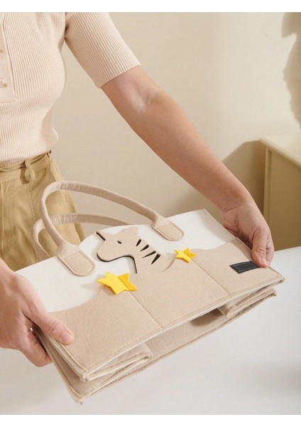 Tatlı Keçe Anne Bebek Bakım Çantası Yenidoğan Alt Açma Değiştirme Organizer Taşınabilir Düzenleyici