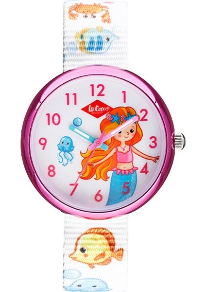 LC.K.3.838 Çocuk Kol Saati | Denizkızı Temalı, Pembe Kasa, Renkli Silikon Kordon