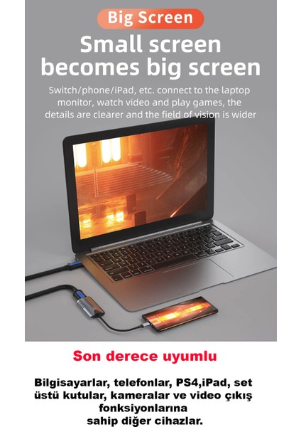 HU-04C 4K Full Hd 1080P Type-C HDMI Capture Canlı Yayın Kartı modelleri