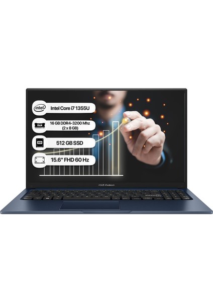 Vivobook 15 X1504VA-NJ1499-16 I7-1355U 16GB 512GB SSD 15.6" Fhd Freedos Taşınabilir Bilgisayar