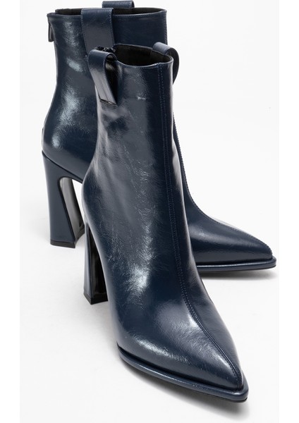 Aja Lacivert Kadın Kalın Topuklu Çizme Olabilen Bot modelleri