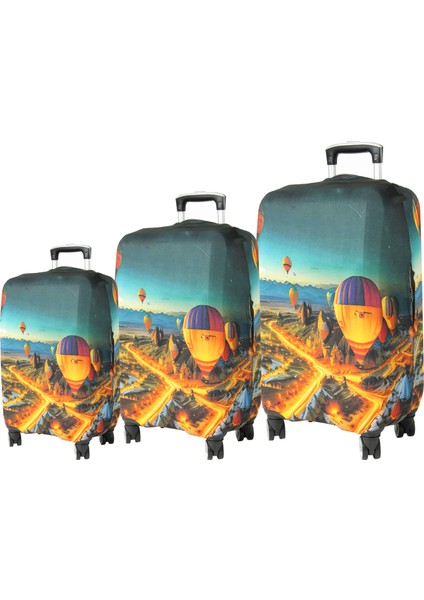 (My#97 Kapadokya 8) Valizler Için Kılıf Seti (Kabin Orta ve büyük) fiyatları