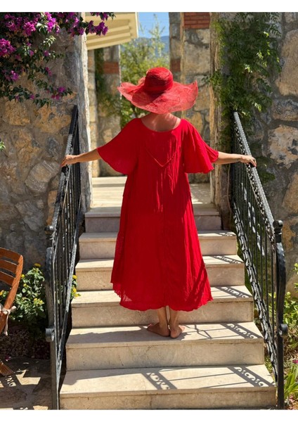VL5510 Marselina Vual Elbise Kırmızı