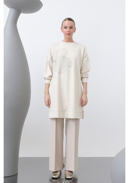 Kadın 10627 Önü Işlemeli Garni Detaylı Tunik