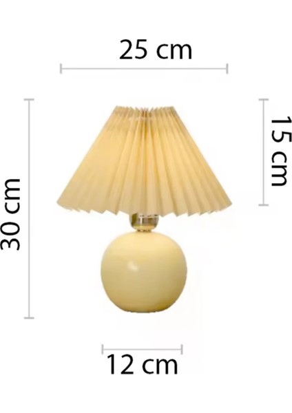 Vintage Pileli Seramik Krem Komidin Yatak, Oturma, Çocuk Odası Çalışma Masası ve Gece Lambası fiyatları