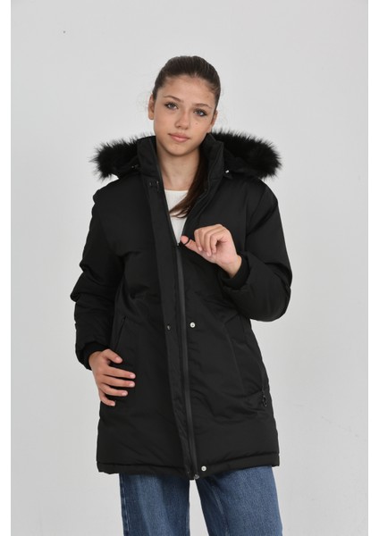 Kız Çocuk Kışlık Polar Astar Kalın Rahat Kalıp Çıkabilir Kapüşonlu Kaban Mont fiyatları