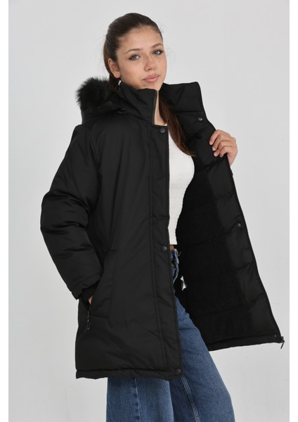 Kız Çocuk Kışlık Polar Astar Kalın Rahat Kalıp Çıkabilir Kapüşonlu Kaban Mont modelleri