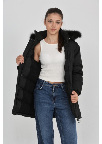 Kız Çocuk Kışlık Polar Astar Kalın Rahat Kalıp Çıkabilir Kapüşonlu Kaban Mont fırsatları