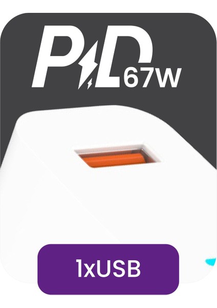 Huawei Nova Y9A / Y62 / Y62 Plus / Y70 / Y71 / Y72 / Y90 / Y91 Uyumlu 67W USB Type-C Hızlı Şarj Aleti fiyatları