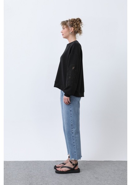 Kadın 32165 Kollar File Nakışlı Sweatshirt indirimleri