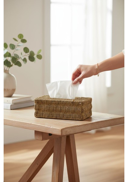 Rattan Kapaklı Peçetelik Bambu Ahşap Peçetelik indirimleri