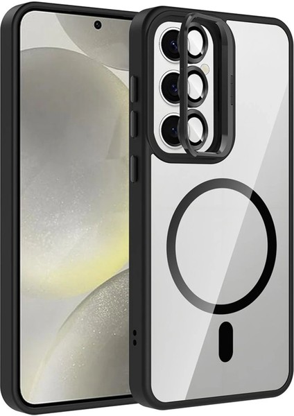 Samsung Galaxy S25 Remim Lensli Magsafe Standlı Kapak - SIYAH-(5796) - FEİ9863-8990