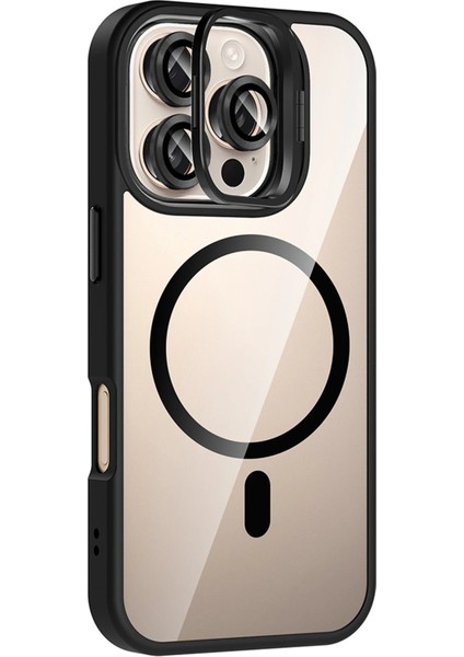 Apple iPhone 16 Pro Max Remim Lensli Magsafe Standlı Kapak - SIYAH-(5796) - FEİ1641-2878 fiyatları
