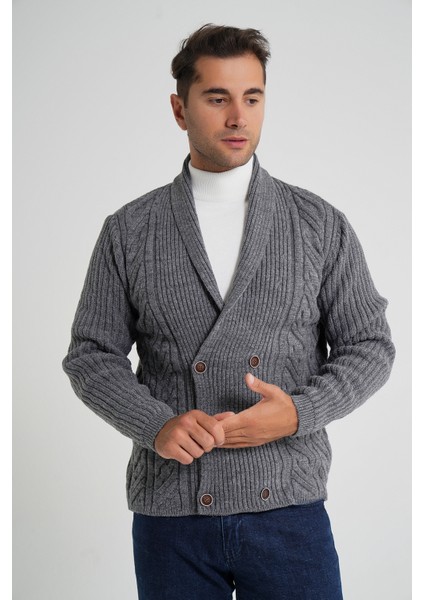 Erkek Şal Yaka Altı Düğmeli Kruvaze Yün Ceket Hırka TRIST-5353 modelleri