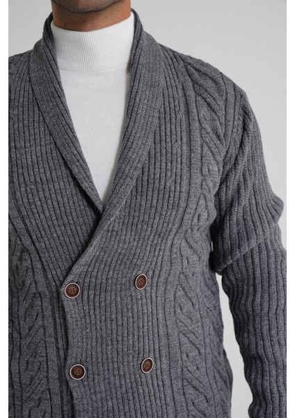 Erkek Şal Yaka Altı Düğmeli Kruvaze Yün Ceket Hırka TRIST-5353 indirimleri