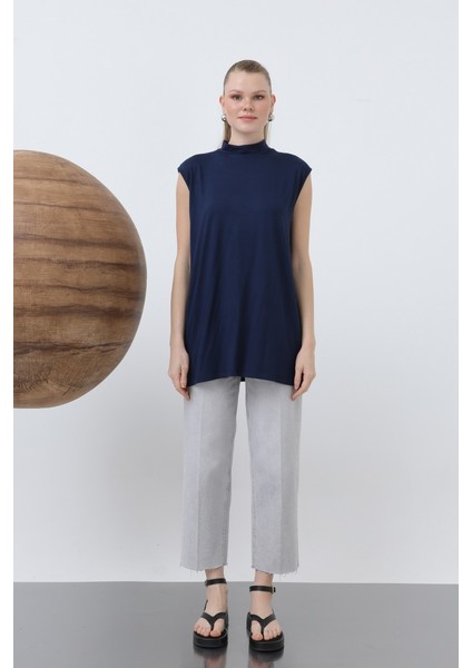 Kadın 40006 Kolsuz Bisiklet Yaka Tunik Boy Içlik