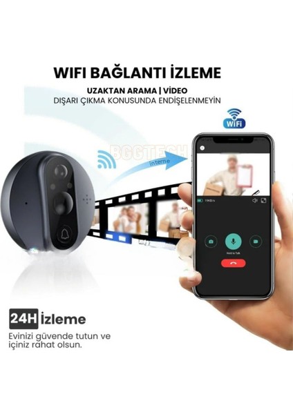 Hareket Algılayıcı Güvenlik Kamerası Kablosuz Dijital Kapı Dürbünü ve Zil indirimleri