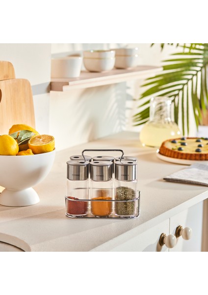 Ripple 7 Parça Standlı Baharat Seti Inox