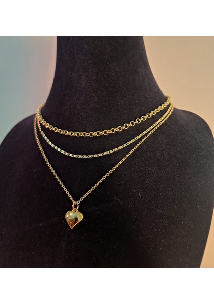 3’lü Set Altın Renk Kalp Uçlu Kadın Kolye fiyatları