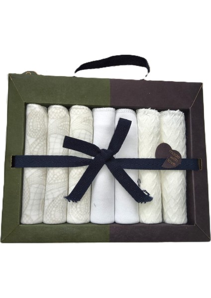 My Baby Kumsal Coton 7li Bebek Ağız Silme Mendili Yeni Sezon Mini Dantel 1984 ekru