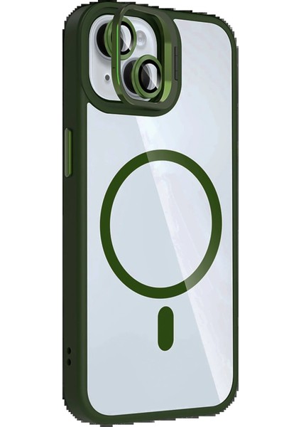 Apple iPhone 15 Plus Remim Lensli Magsafe Standlı Kapak - Koyu YEŞIL-(5796) - FEİ4760-8660 fiyatları