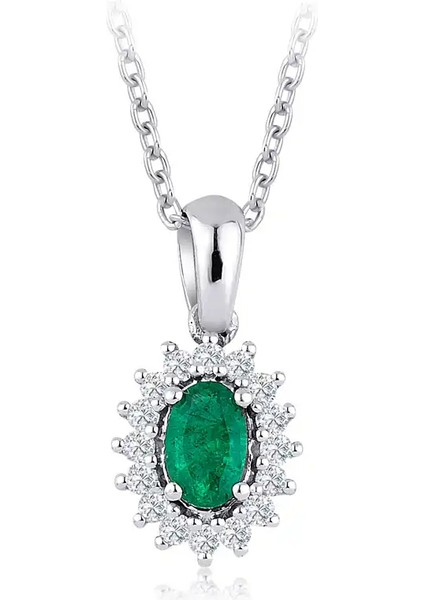 0,46 Karat Pırlanta Zümrüt Kolye