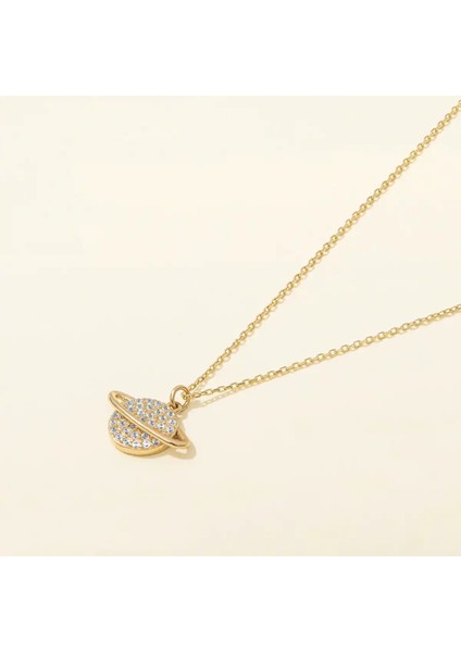 0,28 Karat Pırlanta Satürn Kolye