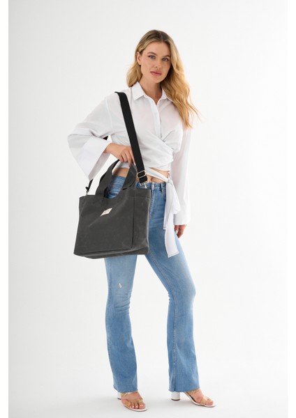 Dark Büyük Boy Mumlu Kanvas Omuz ve El Çantası / Lise ve Üniversite Okul Çantası (En: 32 Boy: 29) fırsatları