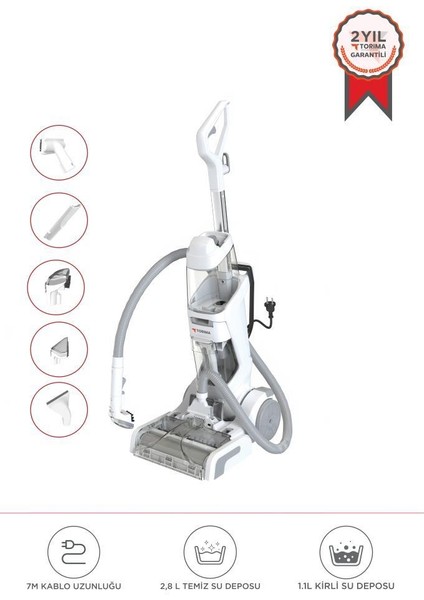 DHY-1000 Beyaz 800W Halı ve Koltuk Yıkama Temizleme Leke Çıkartma Makinesi