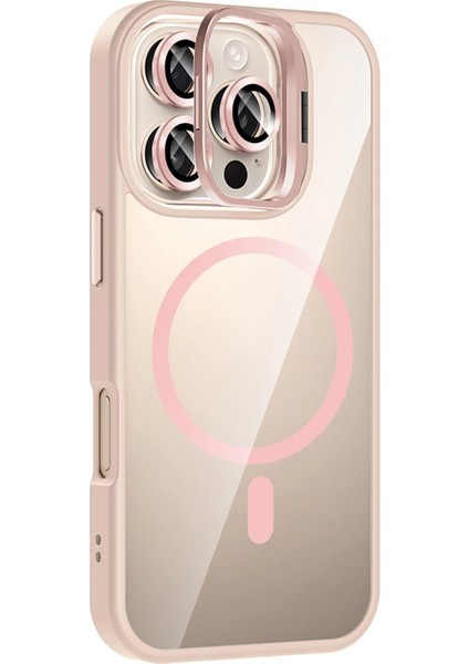 Apple iPhone 16 Pro Remim Lensli Magsafe Standlı Kapak - PEMBE-(5796) - FEİ8642-8504 fiyatları