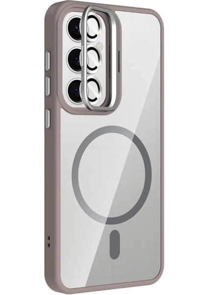 Samsung Galaxy S25 Remim Lensli Magsafe Standlı Kapak - Titan GRI-(5796) - FEİ1582-5694 modelleri