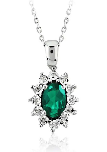 0,54 Karat Pırlanta Zümrüt Kolye