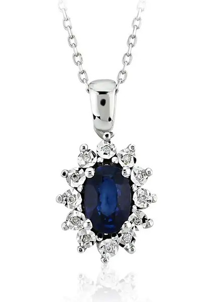 0,56 Karat Pırlanta Safir Kolye fiyatları