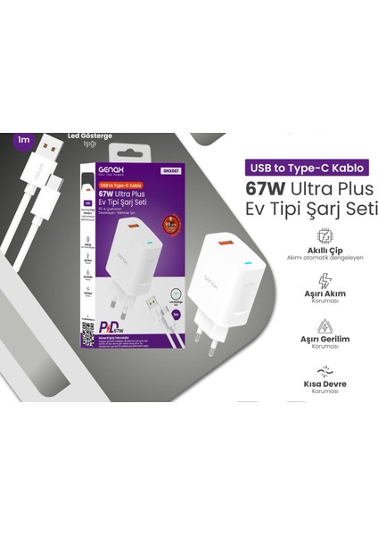 iPhone 16 / 16 Plus / 16 Pro / 16 Pro Max Uyumlu 67W USB Type-C Hızlı Şarj Aleti modelleri