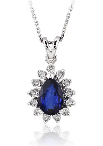 0,64 Karat Pırlanta Safir Kolye