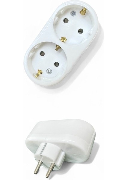 Çiftli Priz Adaptör – 2’li Elektrik Fiş Çoğaltıcı, Beyaz