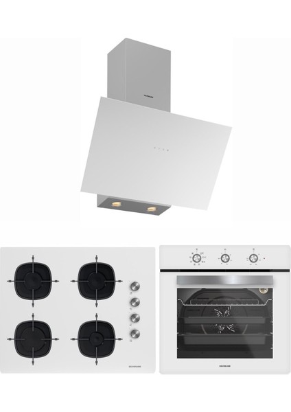 Beyaz 65 cm Ocaklı Dijital Fırınlı Ankastre Set (3481 Flam - CS5700E7W01 - BO6503W01 )
