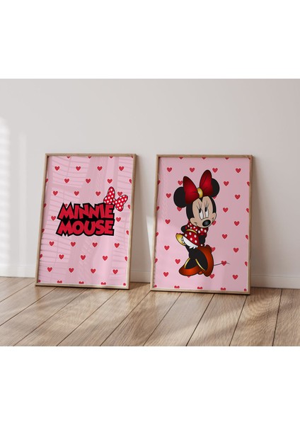 (Çerçevesiz) Minnie Mouse 2li Poster Seti Çerçevesiz Duvar Posteri 2 Adet
