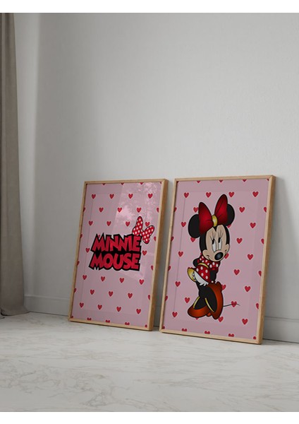 (Çerçevesiz) Minnie Mouse 2li Poster Seti Çerçevesiz Duvar Posteri 2 Adet modelleri
