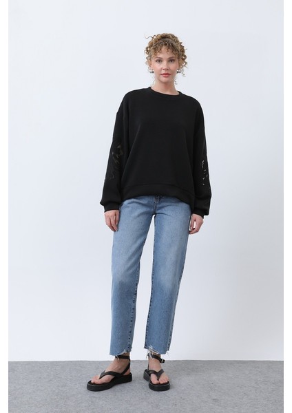 Kadın 32165 Kollar File Nakışlı Sweatshirt fiyatları