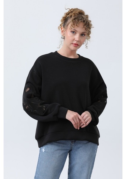 Kadın 32165 Kollar File Nakışlı Sweatshirt modelleri