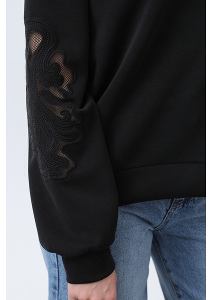 Kadın 32165 Kollar File Nakışlı Sweatshirt fırsatları