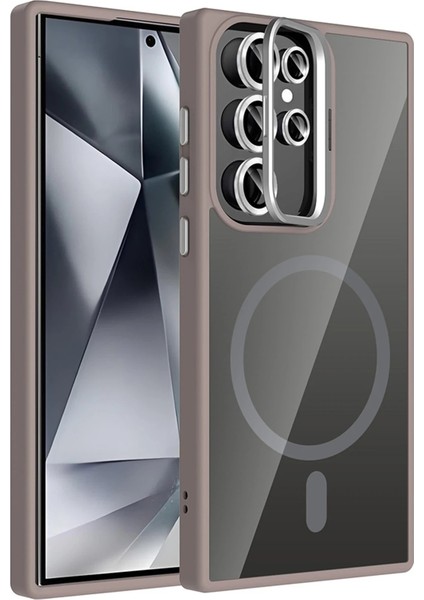 Samsung Galaxy S25 Ultra Remim Lensli Magsafe Standlı Kapak - Titan GRI-(5796) - FEİ2519-4945