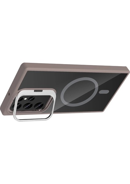 Samsung Galaxy S25 Ultra Remim Lensli Magsafe Standlı Kapak - Titan GRI-(5796) - FEİ2519-4945 modelleri