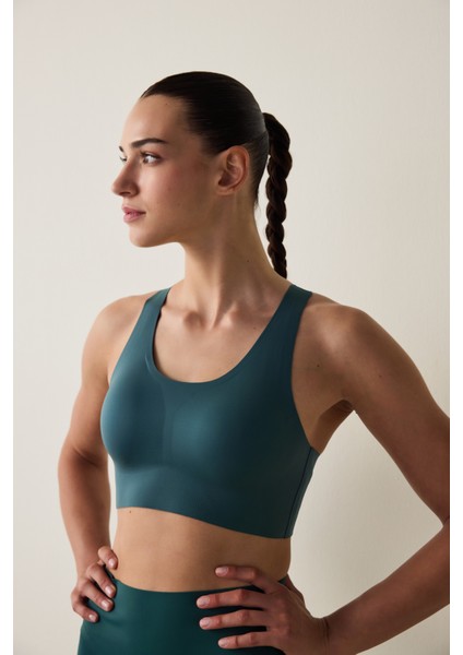 #İzbırakmaz Koyu Yeşil Orta Destek Zero Feel Spor Sütyeni