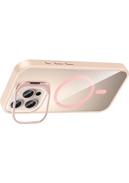 Apple iPhone 16 Pro Max Remim Lensli Magsafe Standlı Kapak - PEMBE-(5796) - FEİ6039-6567 fırsatları